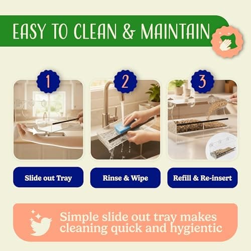 Window Bird Feeder by Nature’s Hangout - Award-Winning Clear Acrylic Bird Feeders for Outdoors, No Assembly, Strong Suction Cups, Bird Watching for Cats, Easy-to-Clean Birdhouse 6