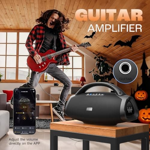 330W Peak Loudest Boom Box, 7.5" Subwoofer/2.1Ch/IPX7 Waterproof, 200W RMS Party Large Bluetooth Speaker Wireless with 2 Woofers/DSP/BT5.4/APP/Fast Charge/OTG/AUX/Guitar-in, Massive Bass for Outdoors 8