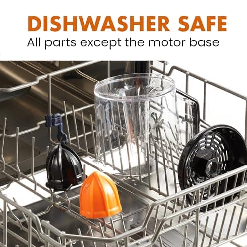 Elite Gourmet ETS740 BPA-Free 40-Watt Electric Citrus Juicer with 2 Cones, Compact, Large Volume, Pulp Control, Oranges, Lemons, Limes, Grapefruits with Easy Pour Spout, 1.2L, Black/Stainless Steel 7