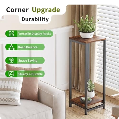 VonDream 2 Tier Tall Plant Stand Indoor, 32.5" Corner Plant Stands for Indoor Plants Multiple, Multi-Functional Small Side Table for indoor Plants 8