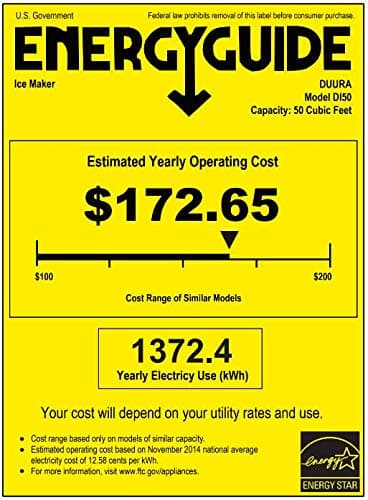 DUURA DI50 60Lb Premium Energy Star Clear Ice Cube Maker Machine for Built-in Undercounter or Freestanding Household Residential or Commercial Use, 15 Inch Wide, Silver 12