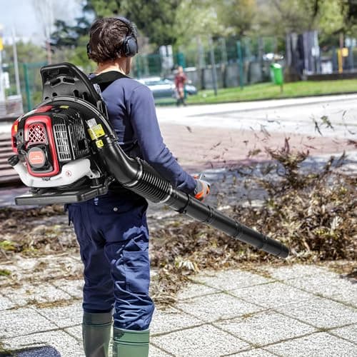 JellyMoving 65CC 2-Stroke Backpack Leaf Blower Gas Powered, 850CFM 230MPH Powerful Wind, Cruise Control, High-Efficient Commercial Gas Leaf Blower for Yard Lawn Care, Debris Dust & Leaf Cleaning 9