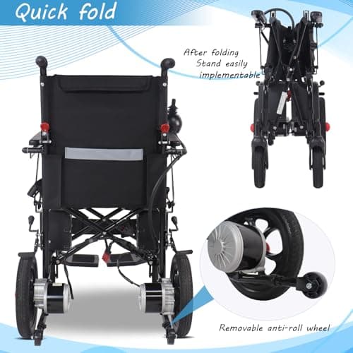 Electric Wheelchair,All Terrain Motorized Wheelchair for Seniors,Long Range Lightweight Foldable Electric Wheelchair15 Mile Range, 500W Motor 8