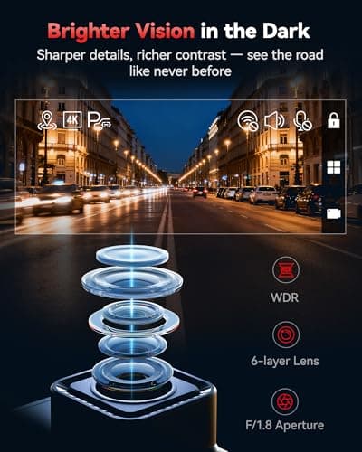 REDTIGER F7N 4K Dual Dash Cam, 5.8GHz WiFi-20 MB/s Fast Transfer, 64GB Card, Front 4K/2.5K and Rear 1080P Dash Camera for Cars with 3.18'' Screen, Precise GPS, Parking Monitor, Support 256GB Max 5