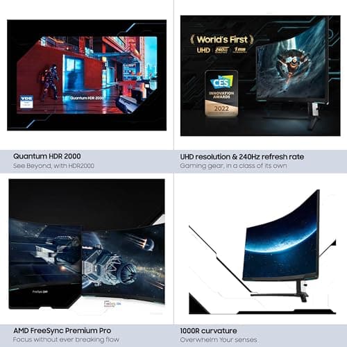 Samsung 32" Odyssey Neo G8 (G85NB) 4K UHD 240Hz 1ms G-Sync 1000R Curved Gaming Monitor, Quantum HDR2000, AMD FreeSync Premium Pro, Matte Display, DisplayPort, Black & White, LS32BG852NNXGO 10