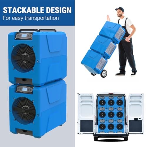 MOUNTO Commercial Dehumidifier, 150 Pint High-Capacity, Includes Pump Drain Hose for Water Damage Restoration, Ideal for Basements, Warehouses & Job Sites 7