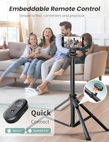 71''/180cm Extendable Phone Tripod Aluminum, Portable Stand for Video Recording, Travel Tripod for iPhone/Cell Phone/Camera Video Light, Compatible with Smartphones, DSLR 7