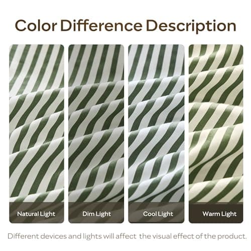 JELLYMONI 100% Natural Cotton Striped Standard Pillowcases Set, 2 Pack White and Green Stripes Pattern Printed Pillow Covers with Envelope Closure(Pillows are not Included) 9