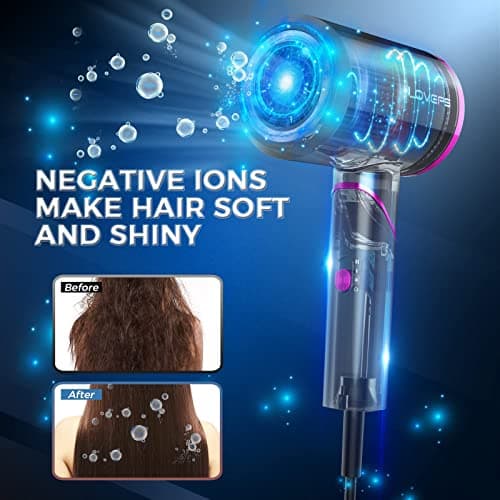 Hair Blow Dryer, Foldable Handle 1800W Ionic Travel Hiar Dryer, Constant Temperature Hair Care Without Hair Damage 7