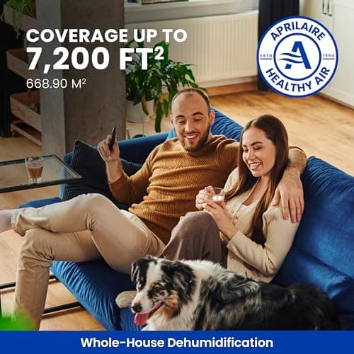 AprilAire E130 Pro 130-Pint Whole-House Dehumidifier, Energy Star Certified, Commercial-Grade for Basement, Crawlspace or Whole House up to 7,200 sq. ft. 15