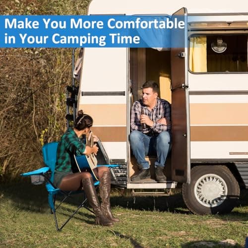SAILARY Foldable Camping Chair with Cup Holder, Storage Pocket, 225lbs Capacity, Wide Base Feet for Sand/Mud, Sweatproof Portable Outdoor Chair for Hiking, Beach, Sports, Blue 6