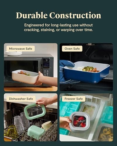 Caraway 13pc Glass Food Storage Container Set - Easy to Store, Non Toxic Lunch Box - with Glass Lids - Includes Storage Organizer - Navy 4