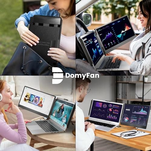 domyfan 14" Laptop Monitor Extender, FHD 1080P IPS Dual Laptop Screen Extender, HDMI/USB-A/Type-C Plug and Play for Windows, Mac, Chrome, Android, Xbox, Switch, PS5, Work with 13.3”-17” Laptops 7