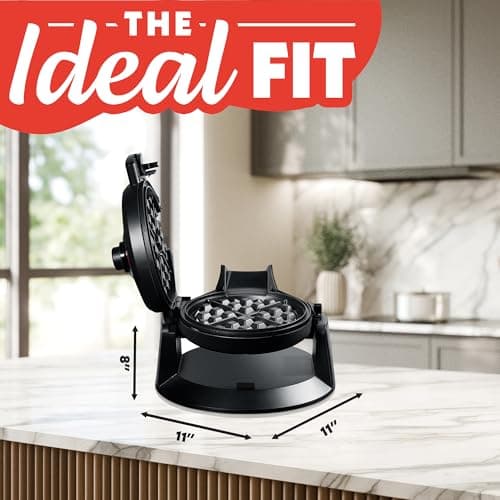 Gourmia Dual Pour Waffle Maker – Belgian Waffle Maker with Mess Free Spout, Nonstick Plates, Compact Upright Storage, 800W, Black 10