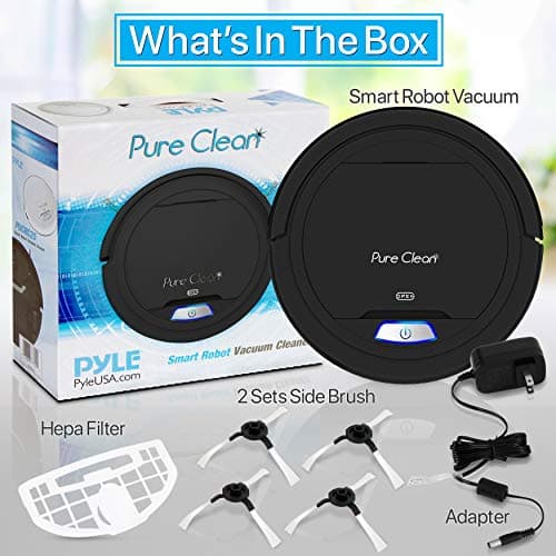 SereneLife PURE CLEAN PUCRC26B.9 Automatic Robot Vacuum Cleaner-Robotic Auto Home Cleaning for Clean Carpet Hardwood Floor-Bot Self Detects Stairs-Air Filter Pet Hair Allergies Friendly- 10