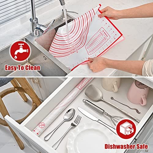 Silicone Baking Mat, 16" x 24" - Non-Slip Pastry Mat for Rolling Dough, Pie Crust & Fondant, Oven Liner with Measurement 5