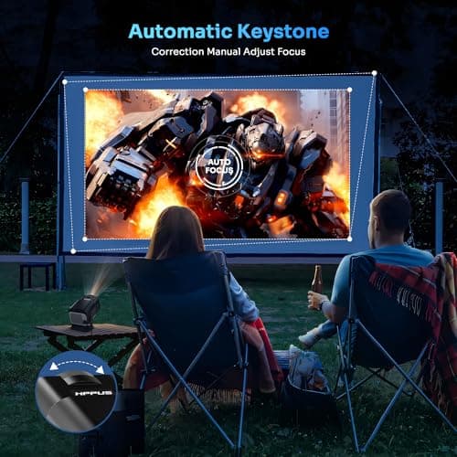 【180°-Rotation Adjustable Stand】HIPPUS Smart Mini Projector with WiFi and Bluetooth,1080P Portable 4k Outdoor Portable Projector,300ASIN LM,Support 2.4G/5G Wi-Fi6, BT5.2 With Android 11,Black. 6