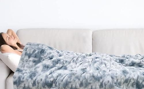 GOQO TOMO Heated Weighted Blanket, with Premium Glass Beads 60" x 80" Electric Heating Blanket 2 in1 Blanket with 12 Heating Levels for Adults Home Use Gradient Gray-H6080 6