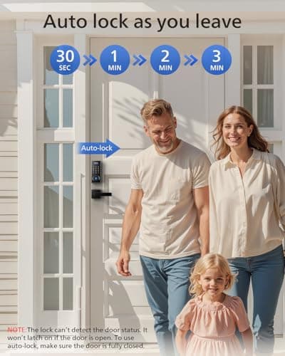 Philips Smart Lock with Handles, Keyless Entry Door Lock Set, Keypad Door Lock with 2 Level Handles, Digital Keypad Deadbolt for Front Door, App Fingerprint PIN Code Unlocking, Auto Locking 6