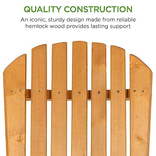 Best Choice Products Folding Adirondack Chair Outdoor Wooden Accent Furniture Fire Pit Lounge Chairs for Yard, Garden, Patio w/ 350lb Weight Capacity - Natural 6