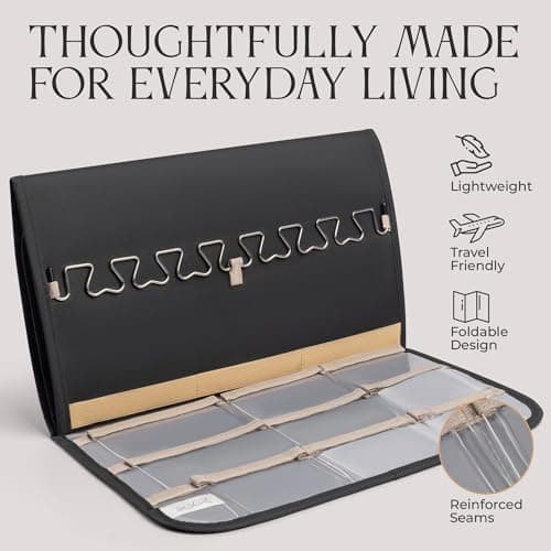 SoCal Buttercup Hanging Jewelry Organizer Storage with Hanger Metal Hooks Double-Sided Jewelry Holder- Wall Mount Holder for Earrings, Necklaces, Rings on Closet, Wall, Door, 1 piece, Large, Black 7