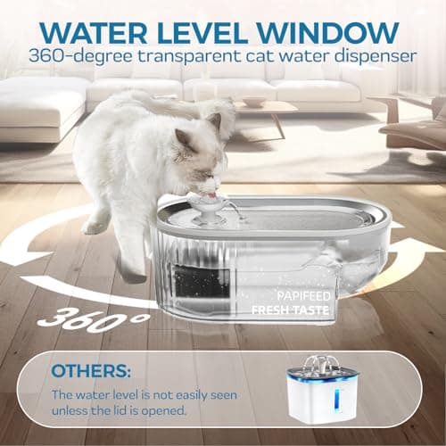 PAPIFEED Cat Water Fountain, 84oz/2.5L Automatic Pet Water Fountain Dog Water Dispenser with a Stainless Steel Tray, Easy Cleaning for Cats, Dogs, LED Light - Black 6