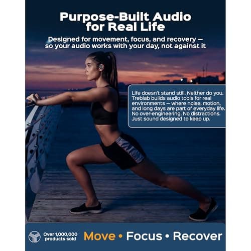 TREBLAB X3 Pro - Sports Wireless Ear Buds Bluetooth - Comfortable Workout Headphones with Secure Ear Hooks, 9H Long Battery Life, IPX5 Sweatproof Earphones, Noise Isolation Over Ear Earbuds 10