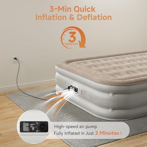 Sebor Air Mattress Full with Built-in Pump 18", Comfortable Self-Inflating Air Mattress with High-Speed Pump, Durable Blow Up Mattress Full with Storage Bag for Guests, Camping, Travel 5