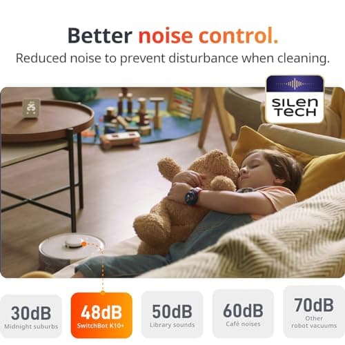 SwitchBot Mini Robot Vacuum K10+, Self-Emptying Base for 70 Days of Cleaning, LiDAR Navigation, Robot Vacuum and Mop Combo with Custom Cleaning, 48dB Ultra Quiet, 150Mins Max, Compatible with Alexa 5