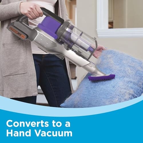 BLACK+DECKER Pet Hair Vacuum, Cordless Vacuum Cleaner Pet Hair, Up to 55 Minutes of Runtime, Interchangeable Floorhead, Maximum Suction, Multi-Surface, Light Weight, Powerseries Extreme (BSV2020P) 8