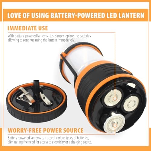 AYL LED Camping Lantern, Battery Powered LED 1800LM, 4 Camping Lights Modes, Perfect Lantern Flashlight for Hurricane, Emergency Light, Storm, Power Outages, Survival Kits, Hiking, Fishing, Tent, Home 6