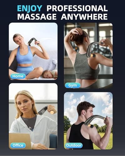 LYHW Massage Gun Deep Tissue with Extended Handle, 12MM Handheld Electric Back Muscle Massager for Pain Relief, Quiet Percussion Massage Gun with LED Screen & 4 Massage Heads, 3 Modes & 5 Speed Levels 7