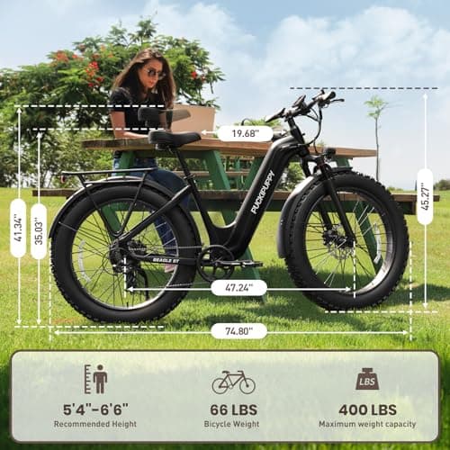PUCKIPUPPY Electric Bike for Adults 960W, 26" Fat Tire, Step-Through Design Electric Mountain Hunting Bike, 48V 15AH Max 28MPH Off-Road Ebike with Rear Storage Shelf (Black) 8