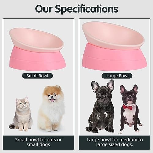 Bulldog Bowl Anti-Slip Dog Cat Dish Detachable Rubber Dog Bowl Pet Sterile Tilted Pet Feeder Slope Base (Pink, 2 Cup (Small/Medium Dog)) 5