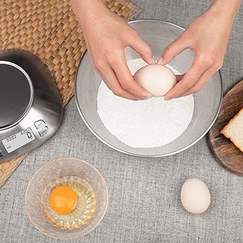 Digital Kitchen Scale with Removable Bowl 2.5L Volume, Electronic Stainless Steel Food Scale for Cooking Baking, Room Temperature, Alarm Timer, 12lb 5.5kg, Batteries Included 5
