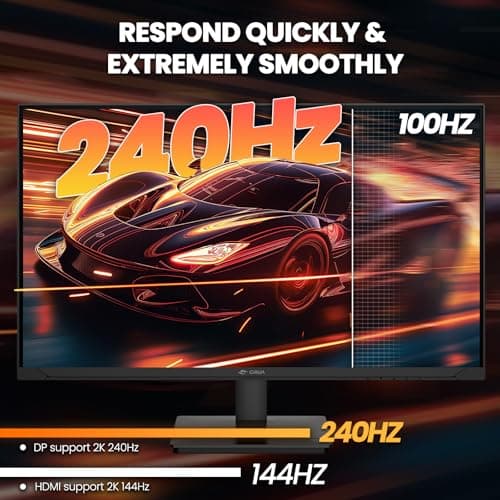 CRUA 27 Inch Gaming Monitor QHD 1440P 240Hz 100% sRGB IPS Computer Monitor with Built in Speaker, Height/Pivot/Swivel/Tilt Adjustable Vertical Monitor, Support FreeSync, DP, HDMI, Wall Mount-Black 6