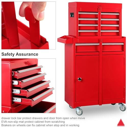 BIG RED ATBT1204R-RED-2 Torin Rolling Garage Workshop Tool Organizer: Detachable 4 Drawer Tool Chest with Large Storage Cabinet and Adjustable Shelf, Red 6