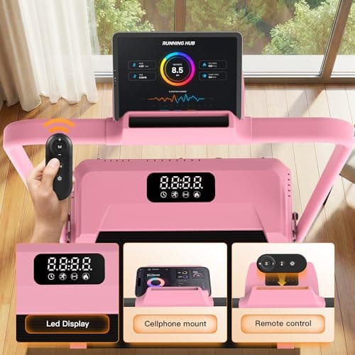 ANCHEER Foldable Treadmill with 20% Incline, Manual Walking Pad Treadmills with Handle Bar, 500LBS Capacity/Dual Flywheel System/Widened Belt, Quiet Portable Walking Treadmill Under Desk with LED 5