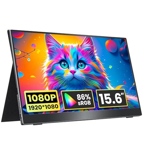 kksmart Portable Monitor 15.6 inch 1080P FHD 86% sRGB 60Hz, Travel Monitor for Laptop MacBook Surface PC Xbox PS5, HDMI USB-C VESA Compatible Built-in Speaker