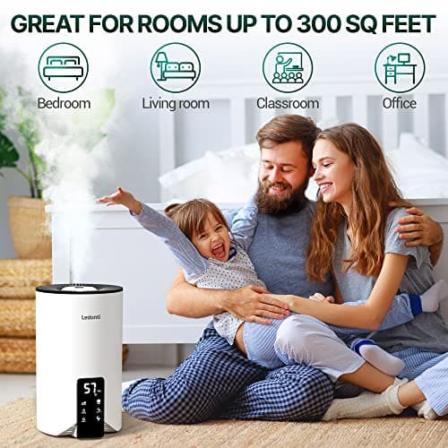 Humidifiers for Bedroom Smart Control - Dual Mist Cool & Warm Mist Humidifier 4L Big Capacity Top Fill Water Tank, Quie Humidifier, for Large Rooms Home Living Office Baby - Ultrasonic Humidifier 7