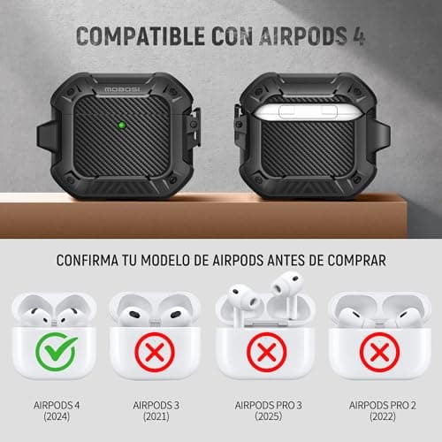 MOBOSI for AirPods 4 Case, Compatible with AirPods 4th Generation Case Cover with Lock&Keychain&Cleaner Kit, Full Body Shockproof Protective Hard Shell (2024), Black 5