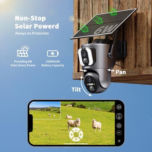 SEHMUA 4G LTE Cellular Security Camera, Dual Camera Solar Powered No WiFi Needed Security Camera Wireless Outdoor, 2K 360° View, Built-in SIM Card, Color Night Vision, Two-Way Audio 6