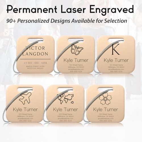 Customized Stainless Steel Luggage Tags: Personalize Your Suitcases, Backpacks, and Bags with Your Text (Rose Gold) 5