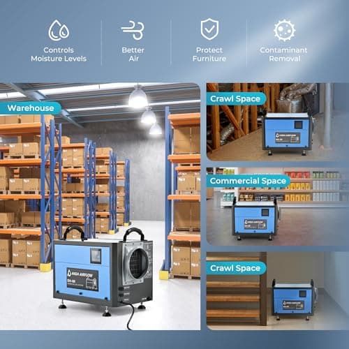EUHOMY 130 Pint Crawl Space Dehumidifier with Drain Hose, Dehumidifier for Home and Basement, Dehumidify Up to 5500 Sq.Ft Commercial Dehumidifiers, Timer on/off, Automatic Dehumidification 5