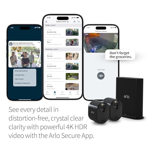 Arlo Ultra 2 Spotlight Camera 4K HDR (2 Cameras, SmartHub Included & Required) | Wireless Home Security Camera | Color Night Vision, Motion Sensor, 180º View, 2-Way Audio, Black 5