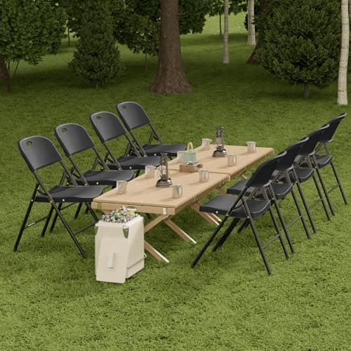 Nazhura 350 Weight Limit Heavy Duty Plastic Folding Chair with Reinfoced Steel Frame for Indoor and Outdoor, Wedding, Party, Restaurant, Meeting Room, Patio and Garden (Black, 6 Pack) 7