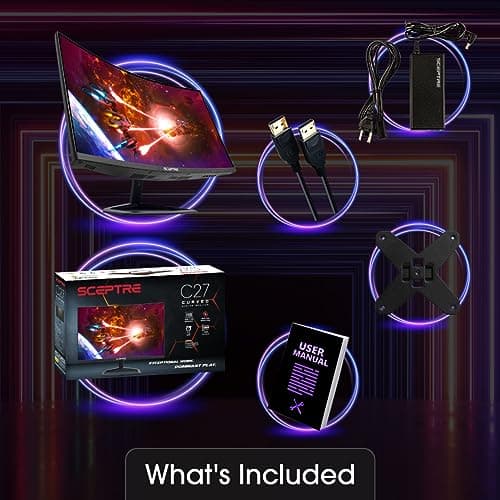 Sceptre New 27-inch Curved Gaming Monitor FreeSync 240Hz Plus DisplayPort HDMI 1ms 99% sRGB Build-in Speakers, R1500 Machine Black 2025 (C275B-FWT240 Series) 8