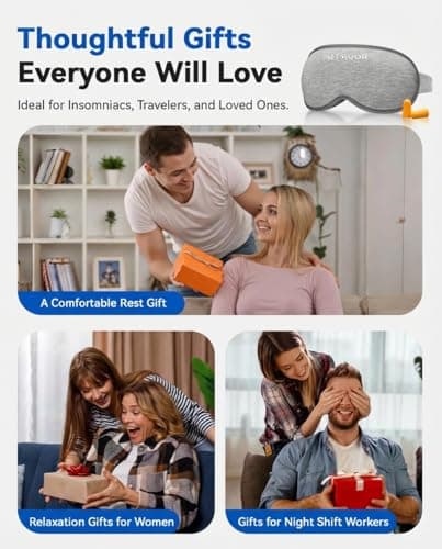 Weighted Eye Mask for Sleeping - 3D Blackout Sleep Mask for Women Men, Zero Eye Pressure, Lash-Friendly, Adjustable Strap, Airplane Travel Essentials for Long Flight & Road Trip, Meditation Mask(Gray) 9