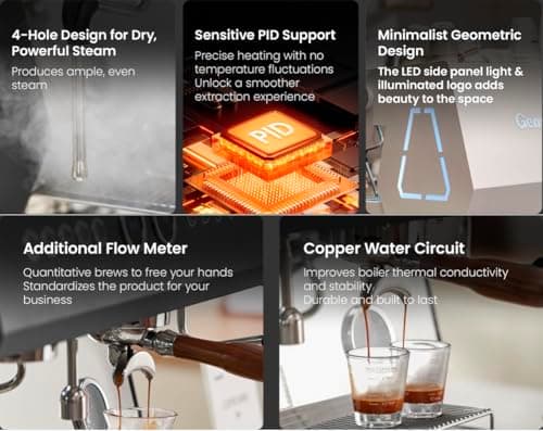 Commercial 2-Group Volumetric Espresso Machine for Restaurant and Café Use, Stainless Steel and Copper Construction, 220V, White 5