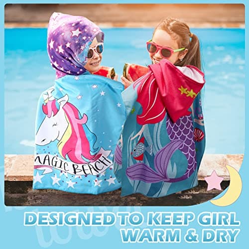 Oudain 6 Pcs Kids Hooded Towel Kids Bath Towels with Hood Microfiber Baby Pool Beach Towel for Boy Girls Toddler(47 x 24 Inch,Trendy Style) 5